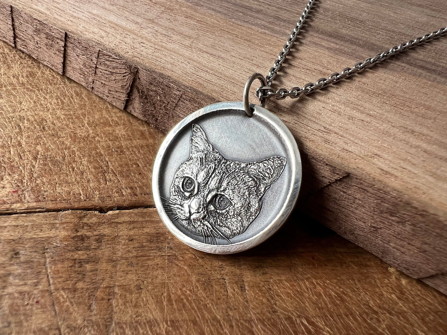 Pet Portrait Necklace | Silver Personalized Pet Memorial Necklace