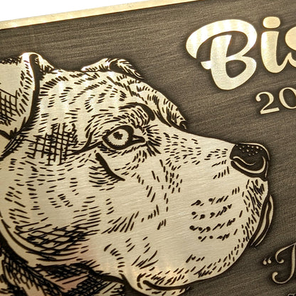 Custom Brass or Nickel Pet Memorial Plaque | Personalized Name and Artwork