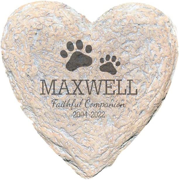 Personalized Heart and Round Pet Memorial Garden Headstone