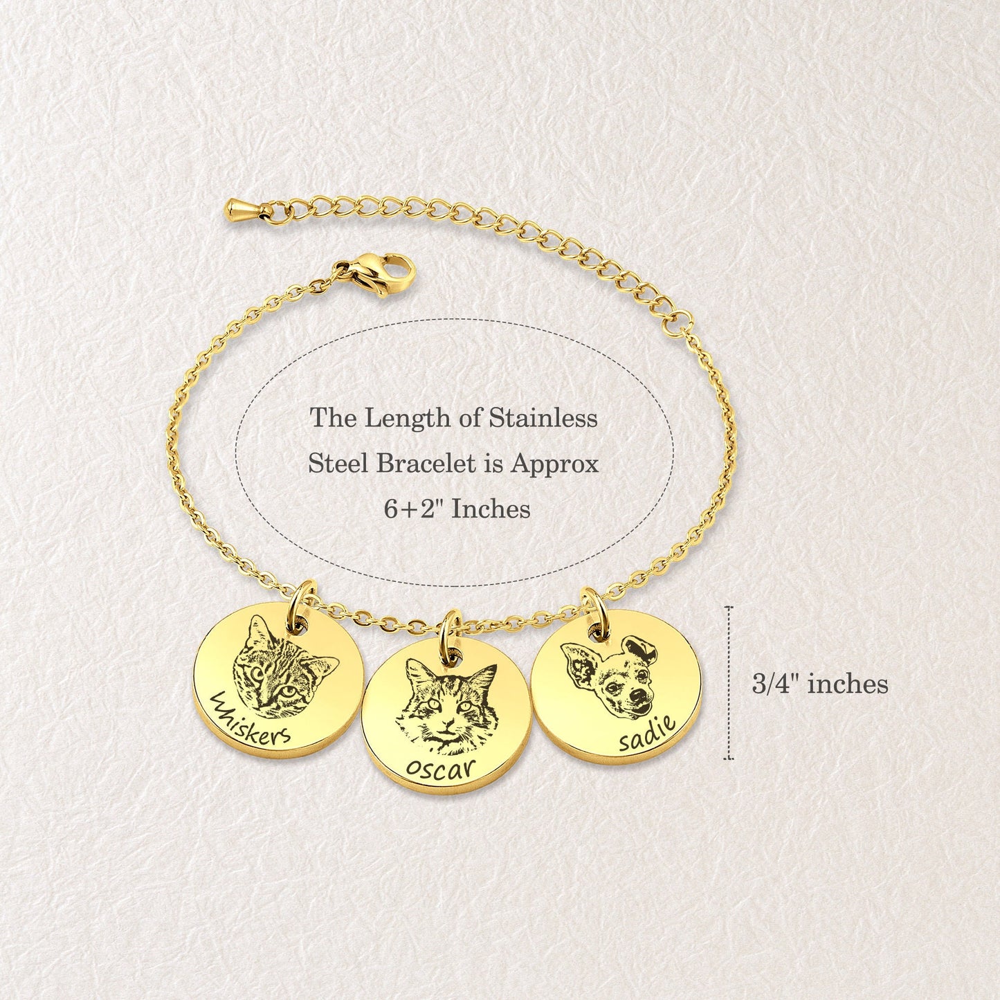Custom Engraved Pet Memorial Bracelet | Includes Your Pet's Image & Name