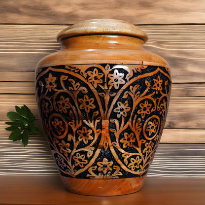 Beautiful Hand-Carved Rosewood Urn - 4 Styles/Colors Available