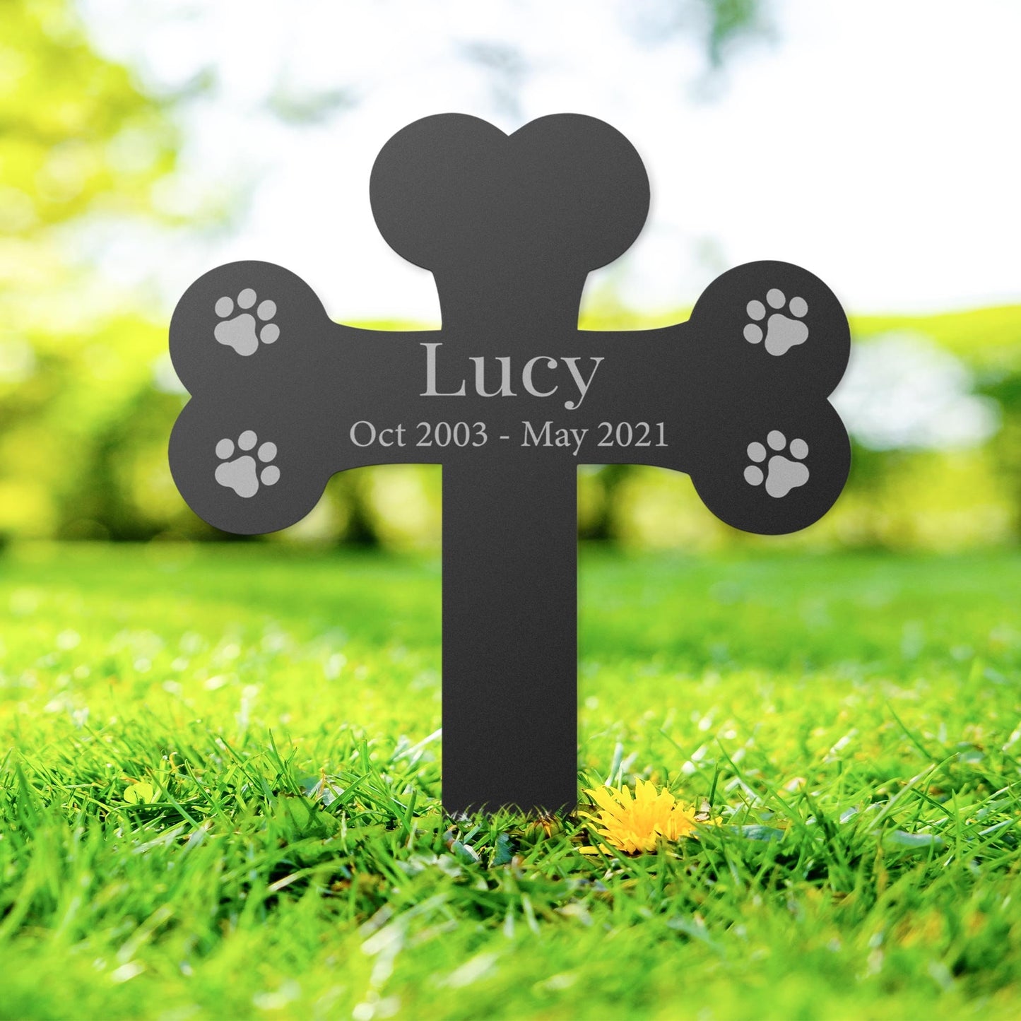 Personalized 4 Paw Prints Memorial Stake Marker