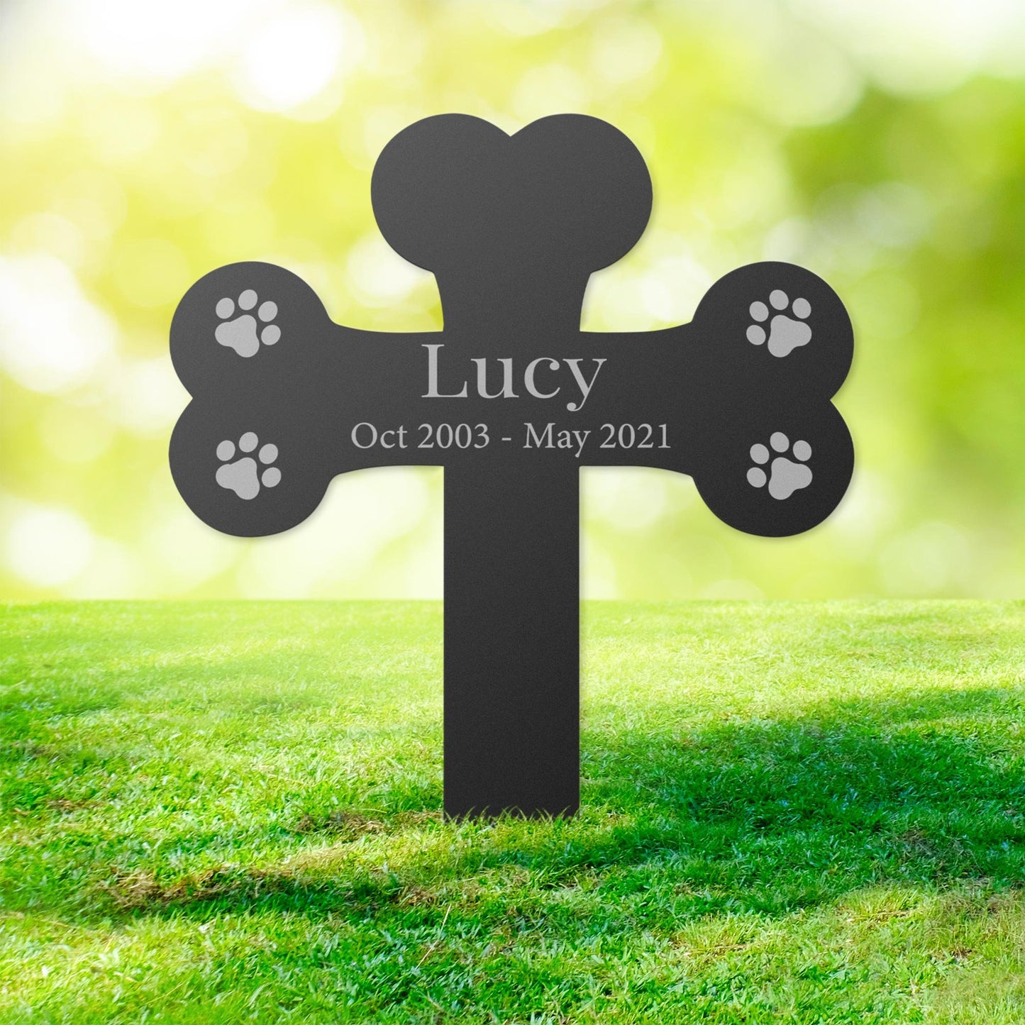 Personalized 4 Paw Prints Memorial Stake Marker