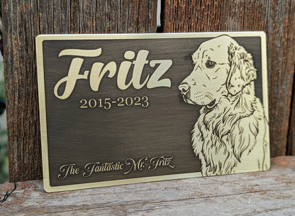 Custom Brass or Nickel Pet Memorial Plaque | Personalized Name and Artwork