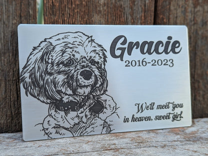 Custom Brass or Nickel Pet Memorial Plaque | Personalized Name and Artwork