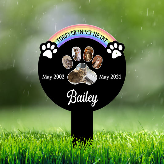 Personalized Paw Prints Grave Marker With Photo