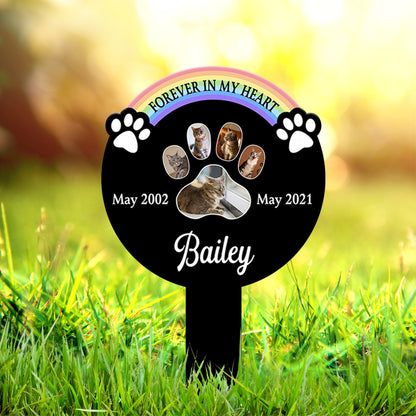 Personalized Paw Prints Grave Marker With Photo