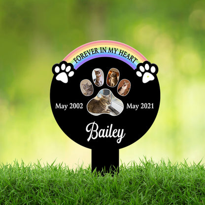 Personalized Paw Prints Grave Marker With Photo