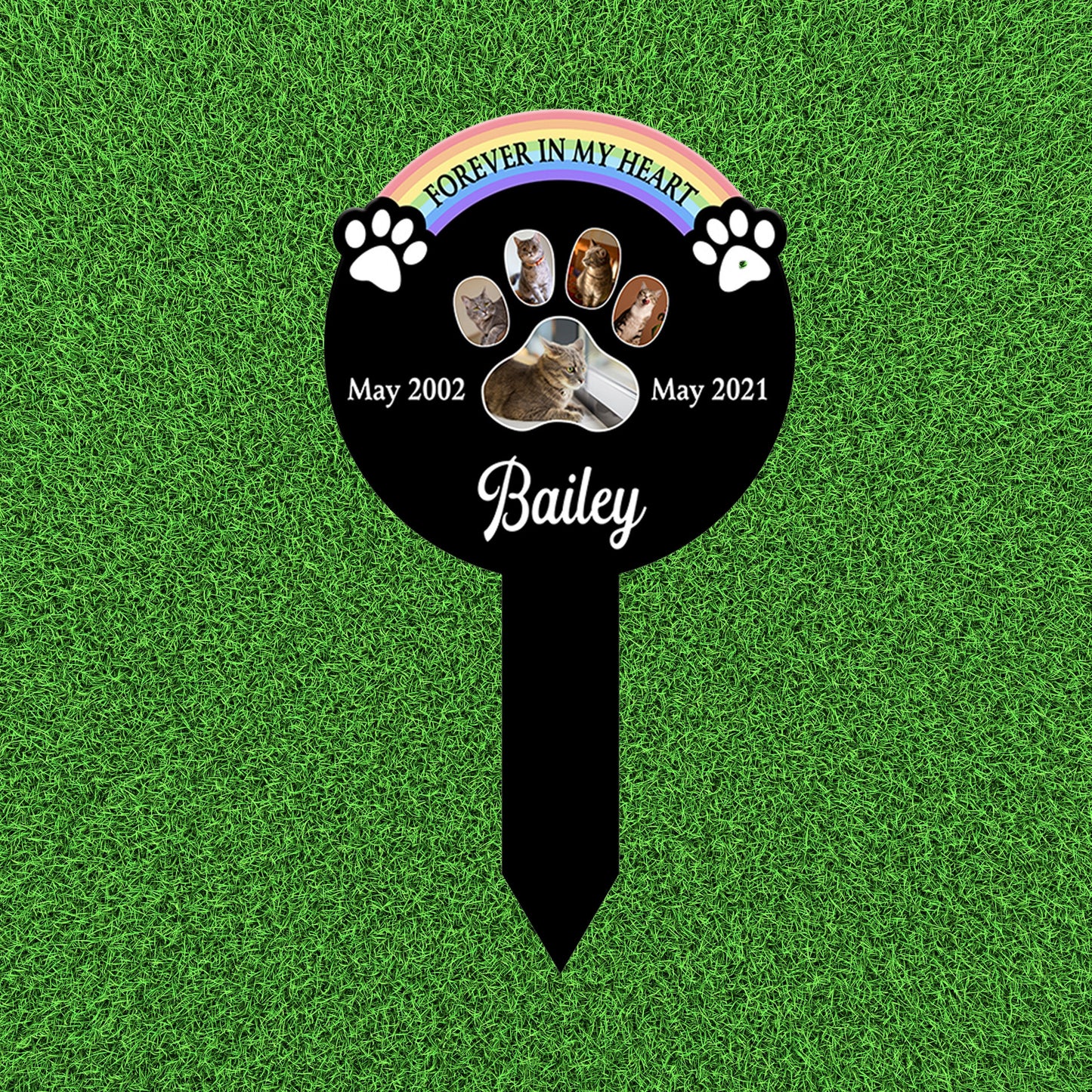 Personalized Paw Prints Grave Marker With Photo