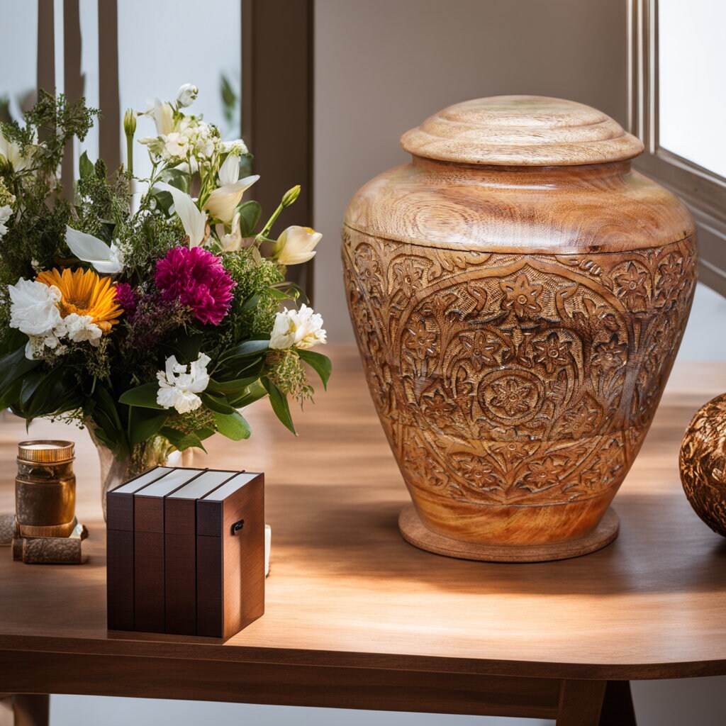 Beautiful Hand-Carved Rosewood Urn - 4 Styles/Colors Available