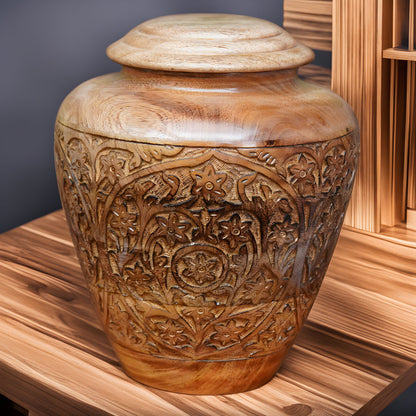 Beautiful Hand-Carved Rosewood Urn - 4 Styles/Colors Available