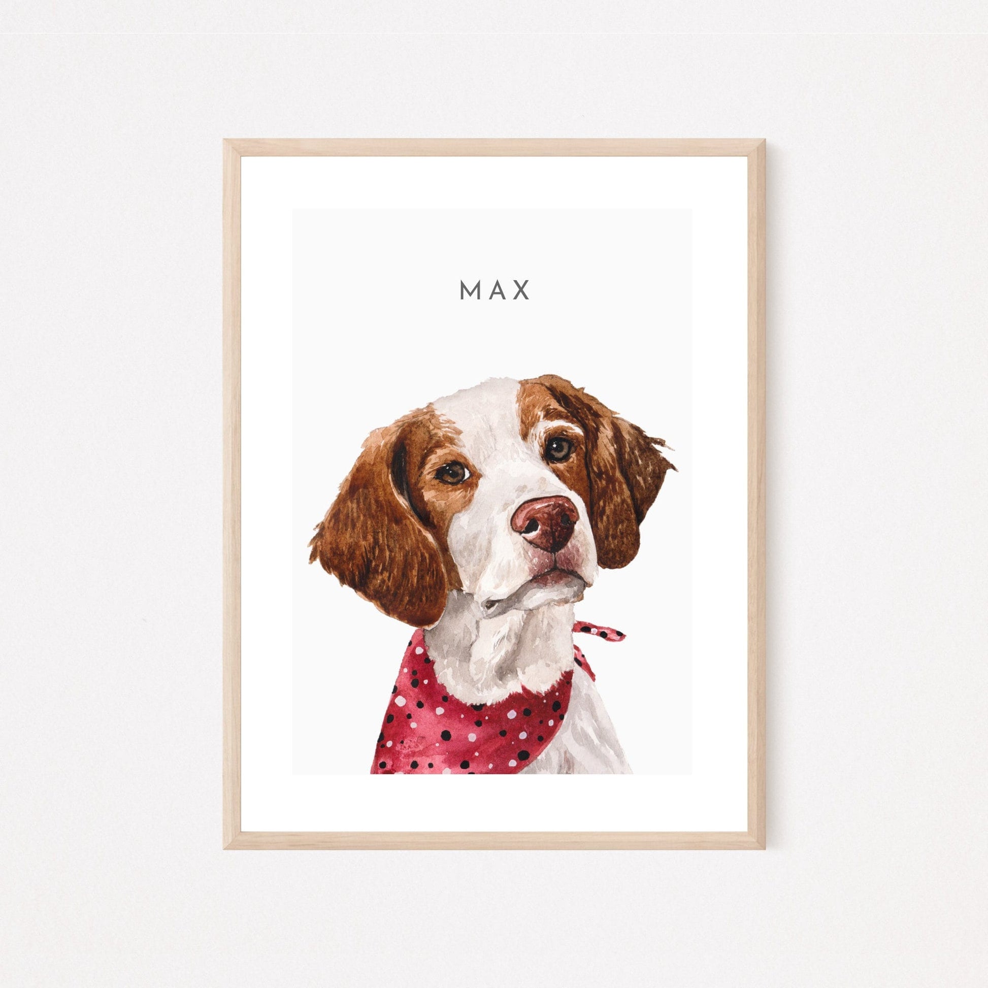 Custom Watercolor Pet Portrait by Jack Hand Painted Framed
