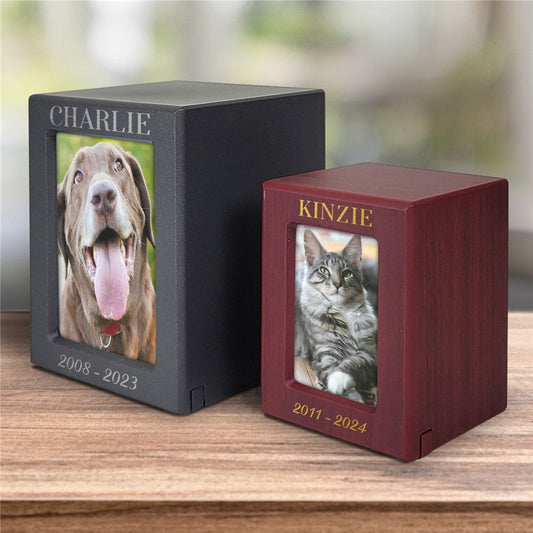 Engraved Cat Memorial Cat Photo Urn With Name Personalization, Urn For Cat Ashes, Custom Urn For Cat, Pet Remembrance Keepsake, Loss Of Cat
