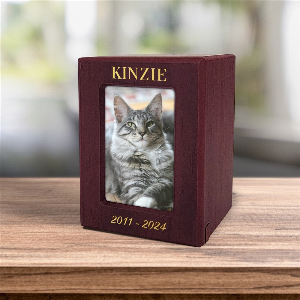 Engraved Cat Memorial Cat Photo Urn With Name Personalization, Urn For Cat Ashes, Custom Urn For Cat, Pet Remembrance Keepsake, Loss Of Cat