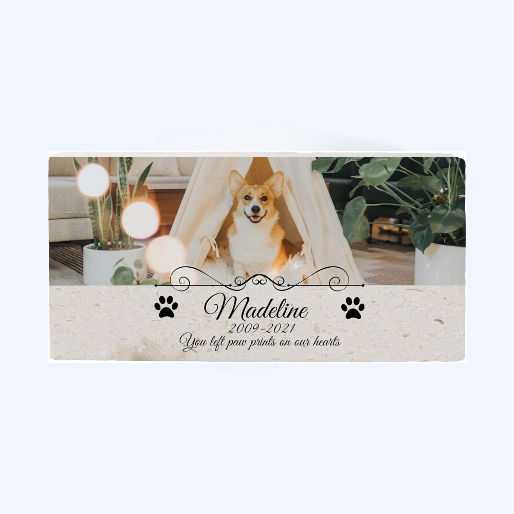 Custom Limestone Pet Memorial by Pet Memory Shop (12" x 6")