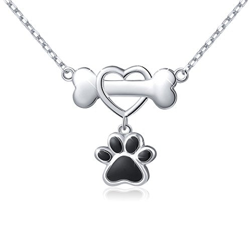 Sterling Silver Cute Paw Print Pendant Necklace