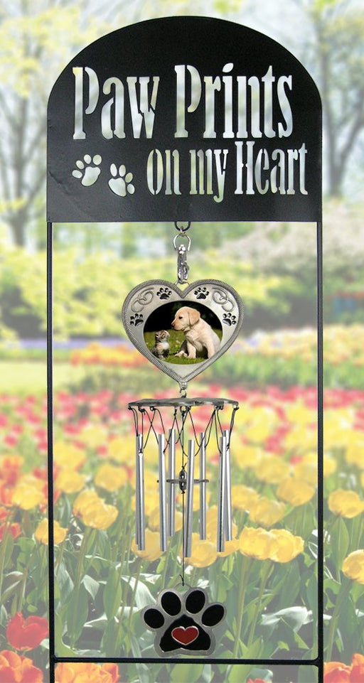 Pet Memorial Wind Chimes - Black Wrought Iron Garden Stake and Windchime