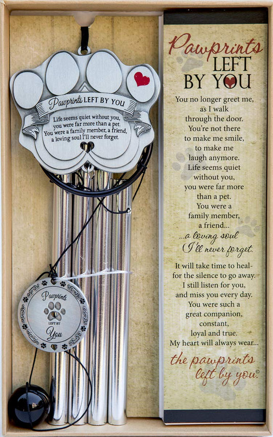 Pet Memorial Wind Chime - 18" Metal Casted Pawprint Wind Chime - Pet Memory Shop