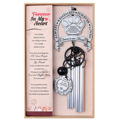 Pet Memorial Wind Chime 18" - “Forever in My Heart” Poem - A Beautiful Remembrance Gift