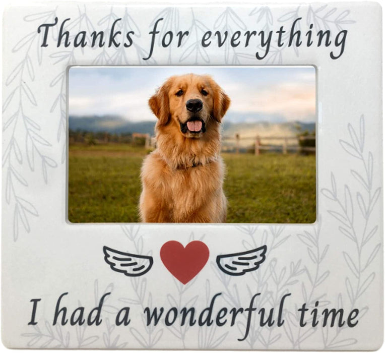 "Thanks for Everything I had a Wonderful Time" Ceramic Photo Plaque Pet Memorial Picture Frame