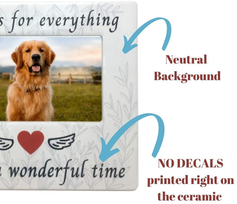 Pet Memorial Picture Frame - Thanks for Everything I had a Wonderful Time Ceramic Photo Plaque