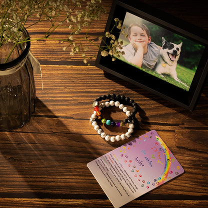 Natural Lava Bead Pet Memorial Bracelet Gift | Includes Rainbow Bridge Card Sympathy