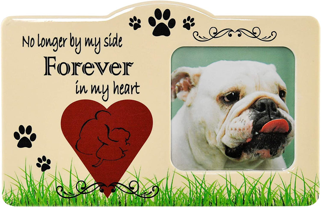 Pet Memorial Frame - No Longer By Our Side Forever in Our Hearts Ceramic 4x6"