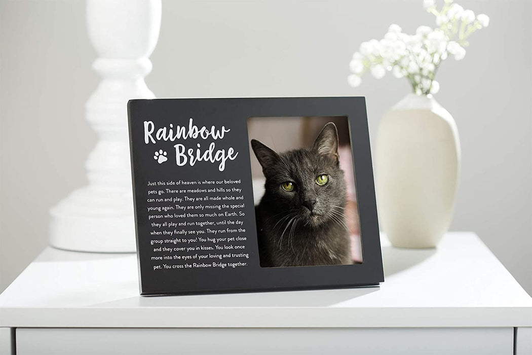 Rainbow Bridge Black Pet Memorial Keepsake Picture Frame