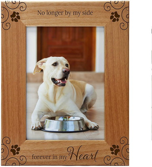 No Longer By My Side, Forever In My Heart - Pet Memorial Picture Frame Natural Wood