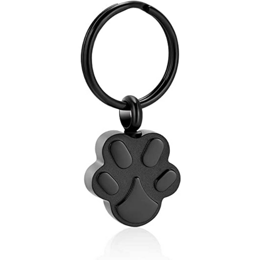Black Paw Keychain for Pet Ashes | 2 Styles Available