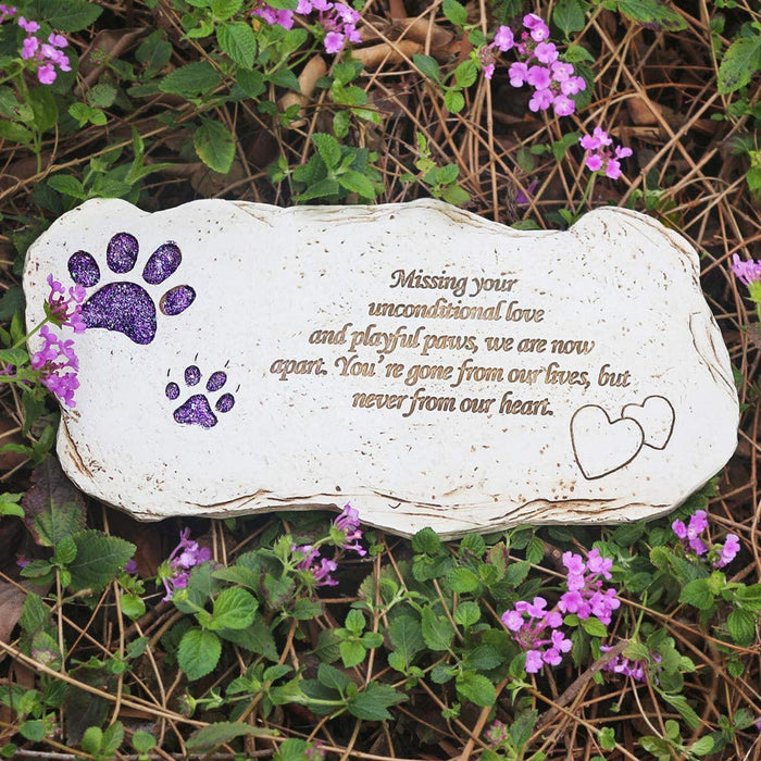 Shinning Pawprints Pet Memorial Stone Hand-Printed Pet Garden Stone Grave Markers