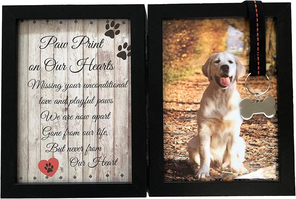 Pawprints Remembered Pet Memorial 5"x7" Picture Frame with Hanging Pendant
