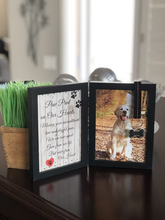 Pawprints Remembered Pet Memorial 5"x7" Picture Frame with Hanging Pendant