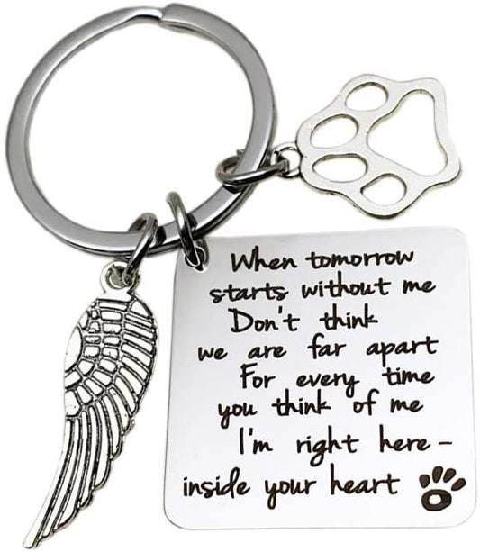 "When Tomorrow Starts without me" Pet Memorial Keychain