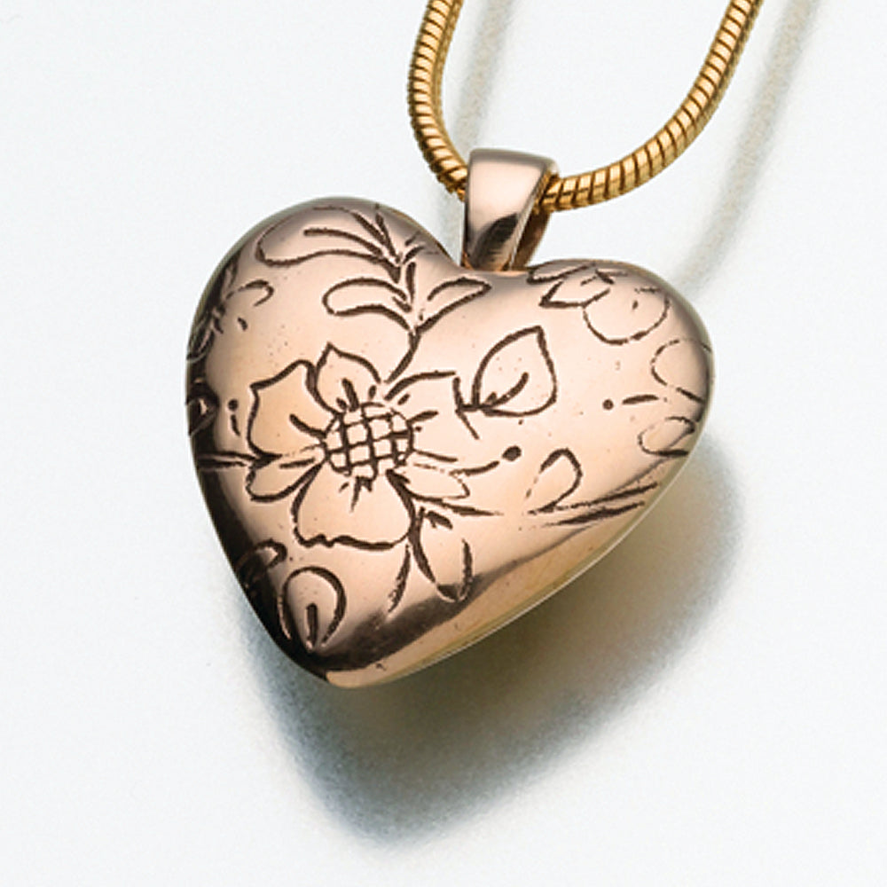 Bronze Floral Heart Keepsake Urn Pendant - Pet Memorial Jewelry — Pet  Memory Shop