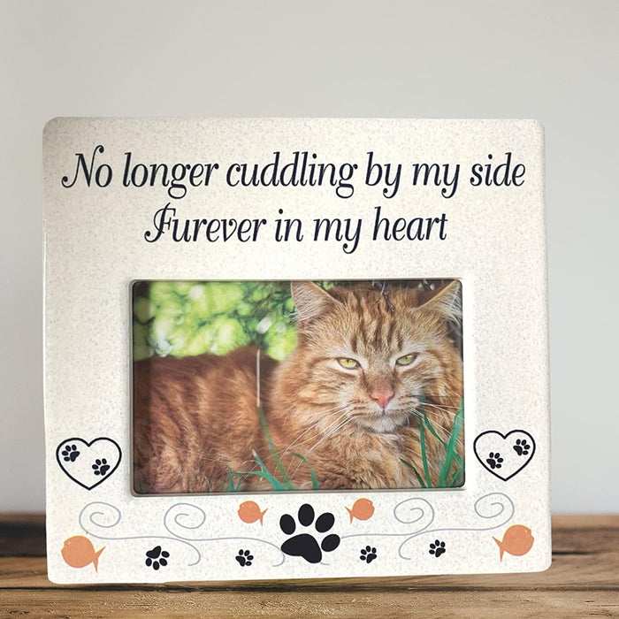 Pet Memorial Ceramic Picture Frame No Longer Cuddling By My Side Furever in My Heart Loss