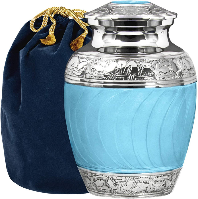 Hugs and Kisses Brass Cremation Urn (Blue or Pink)