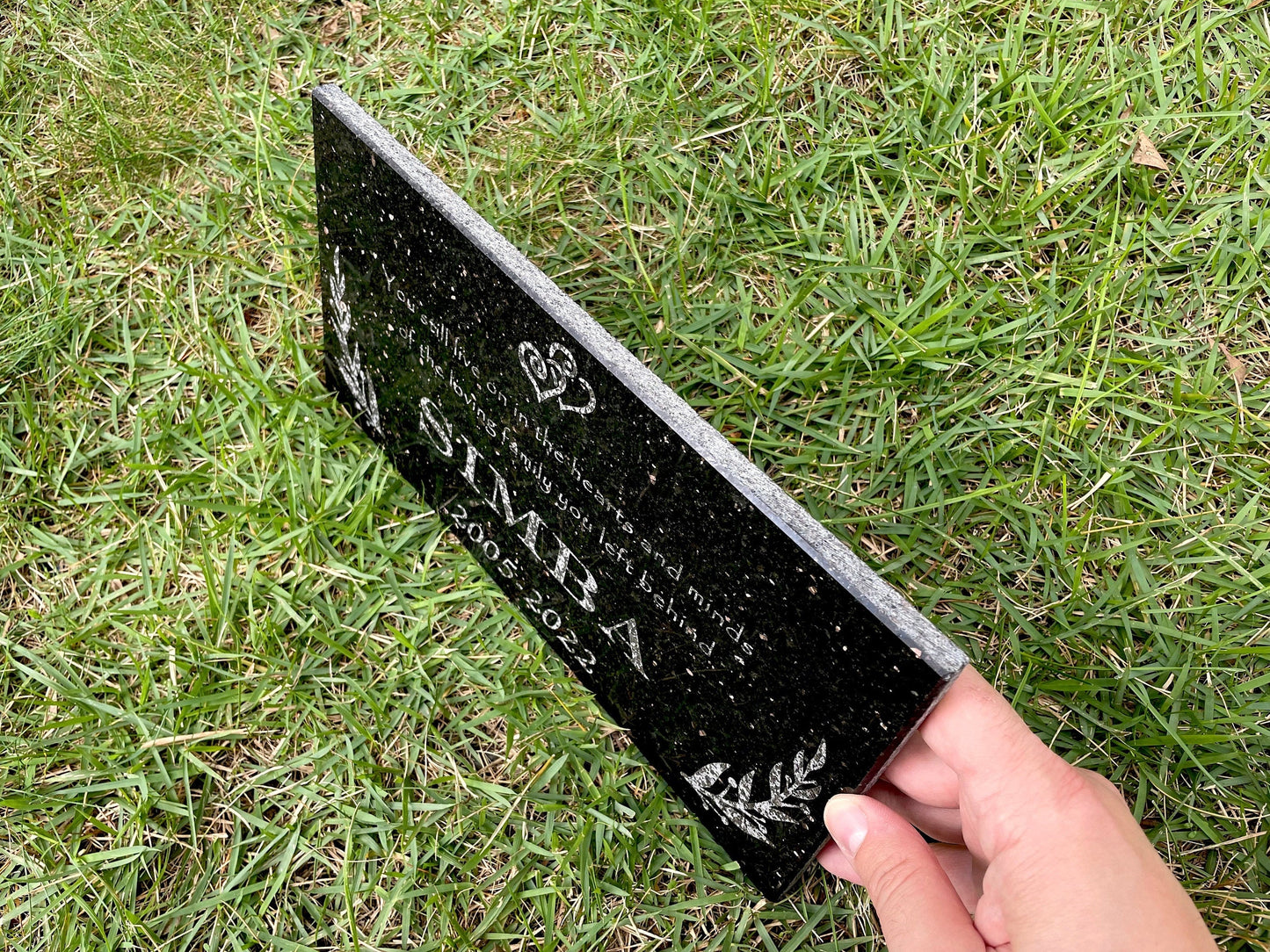 Custom Black Granite Pet Memorial Stone (4 Sizes Available)