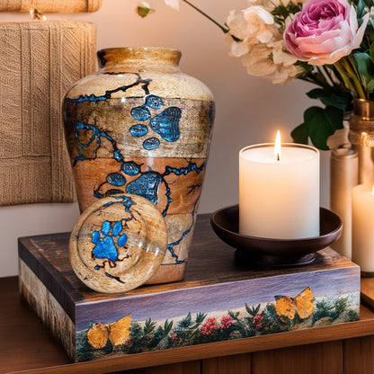 Hand-Painted Upright Wooden Pet Cremation Urn (Many Colors Available)