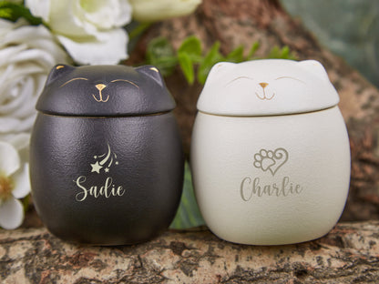 Custom Cat Urn - Personalized Name, Font, & Symbol (5 Available Colors)