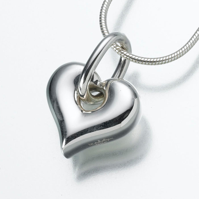 Puff Heart Pendant with Loop Keepsake Urn