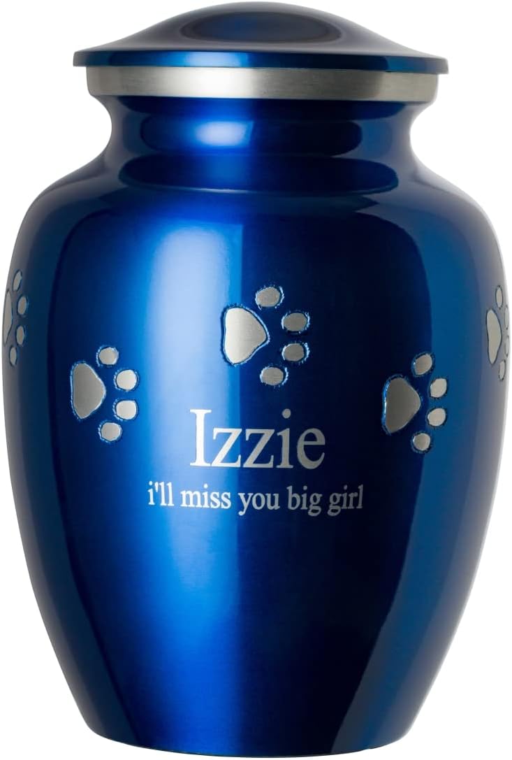 Custom-Engraved Brass Horizontal & Vertical Paws Pet Urn (20+ Color Options)
